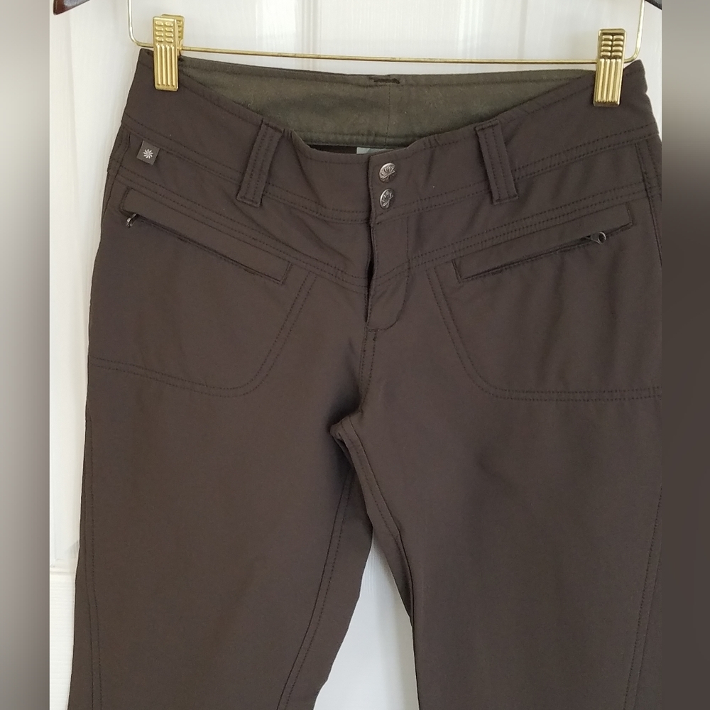 Athleta Dipper Dark Olive Flare Cargo Pants Pocket Details Size 2 - Picture 4 of 17